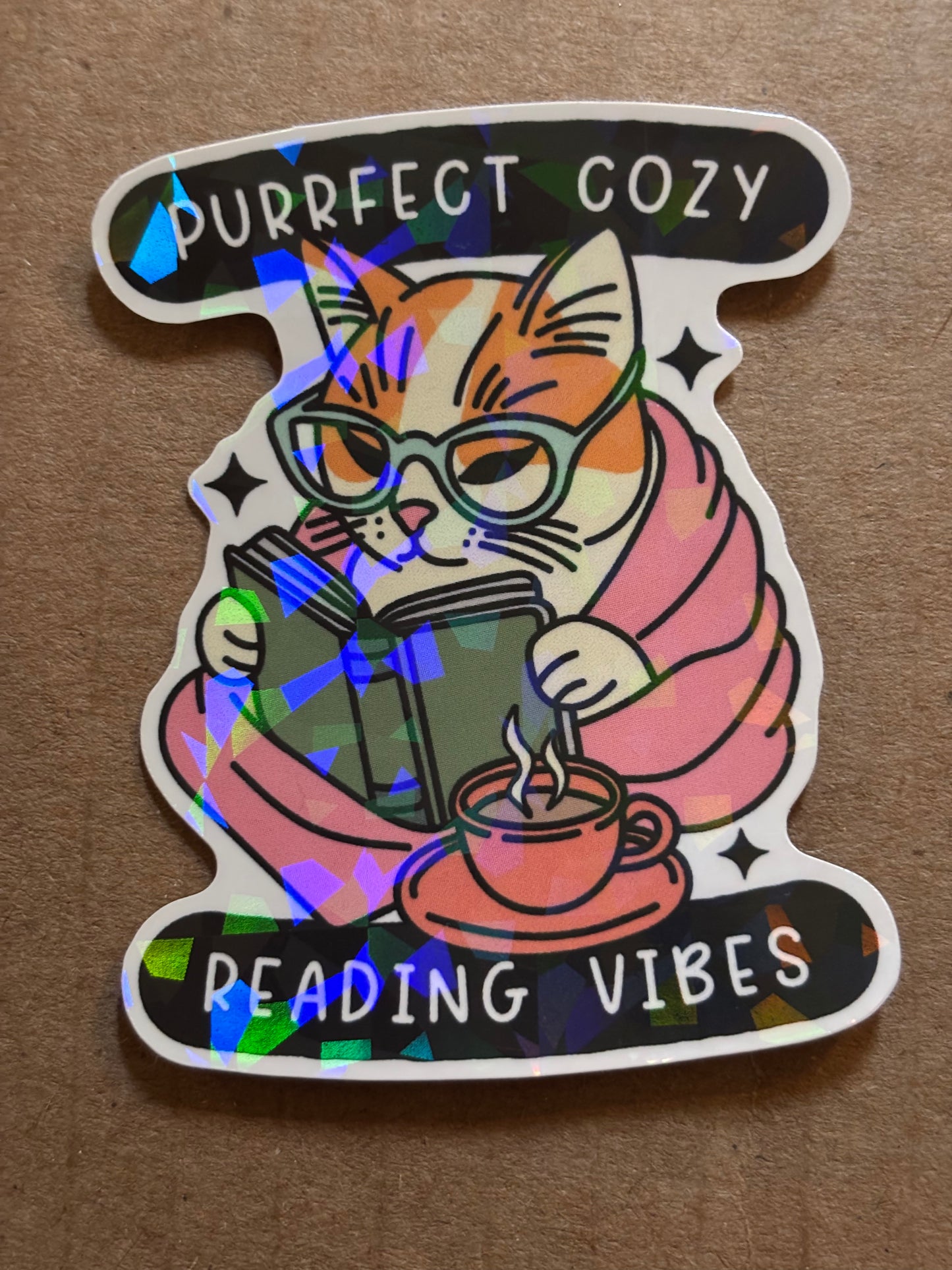 Puurfect Cozy Reading Vibes Holographic Sticker