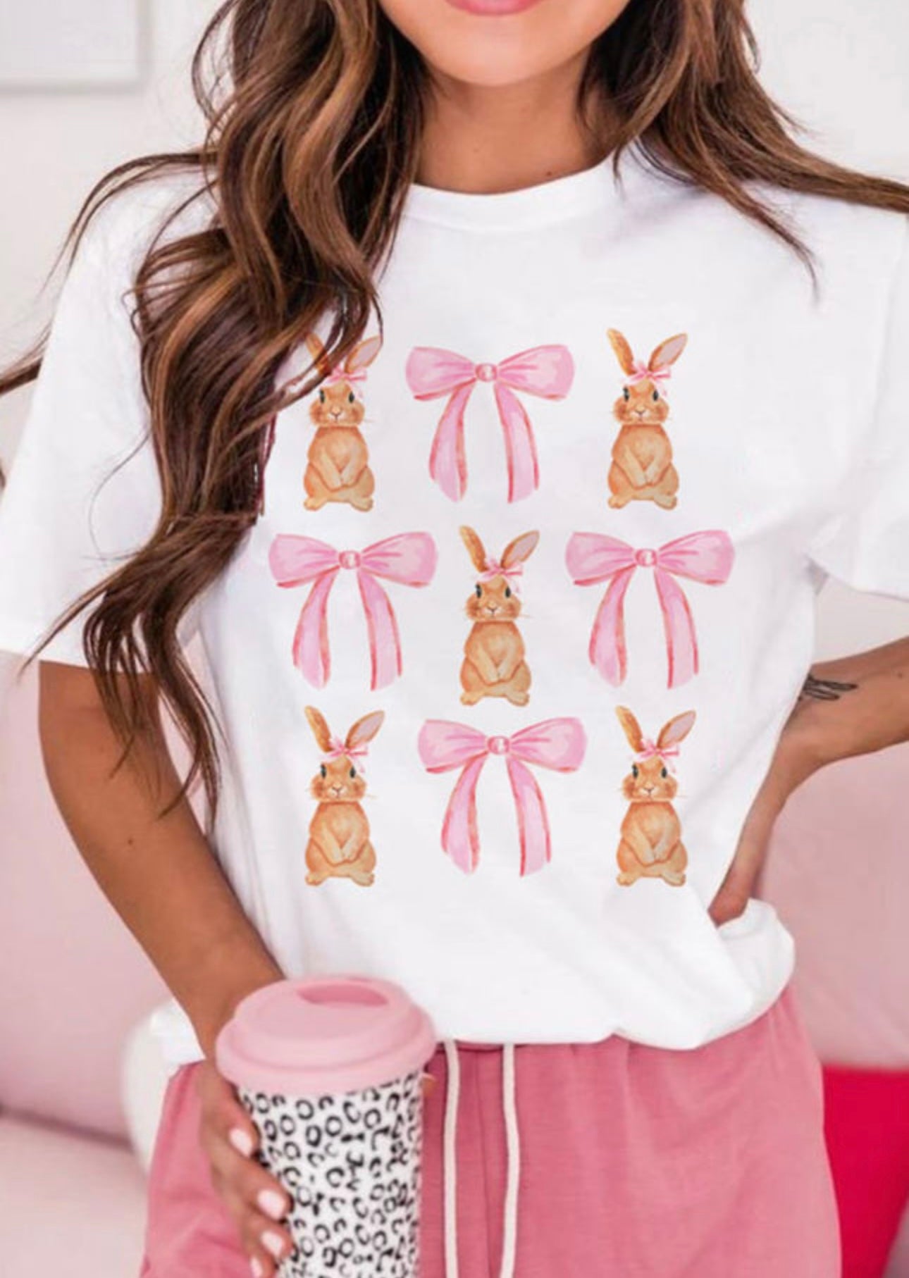 Cute Pink Bunny Ribbons T-Shirt