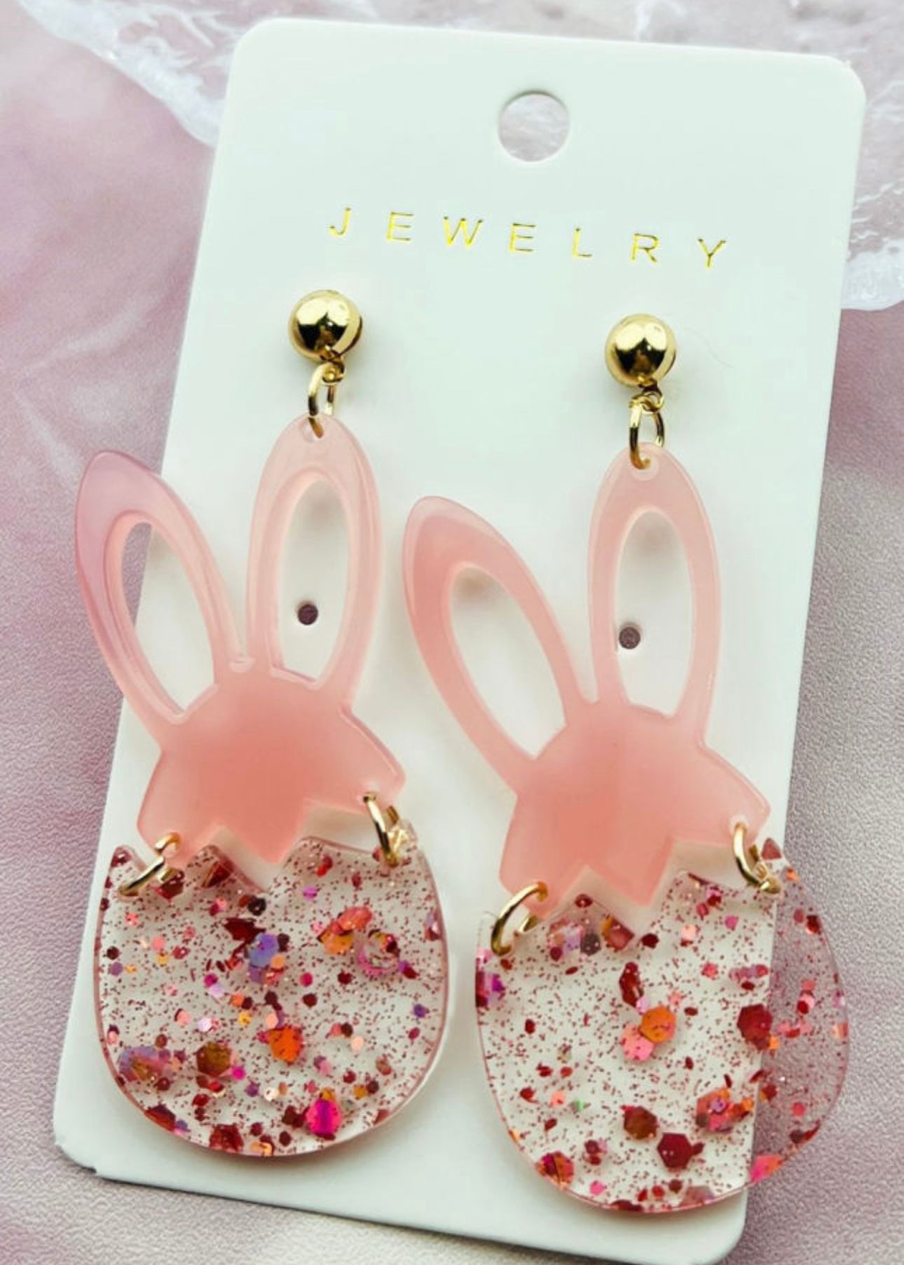 Pink Bunny Glitter Dangles