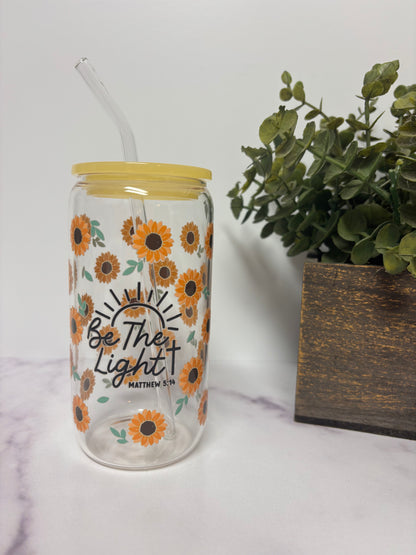 “Be the Light” glass cup