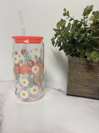 Mama floral glass cup