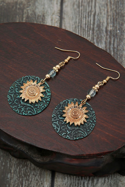 Sunflower Teal & Gold Dangles