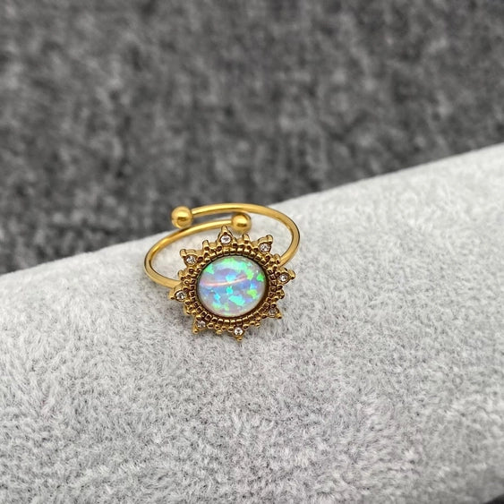 Opal 18K Gold Plated Adjustable Sun Ring